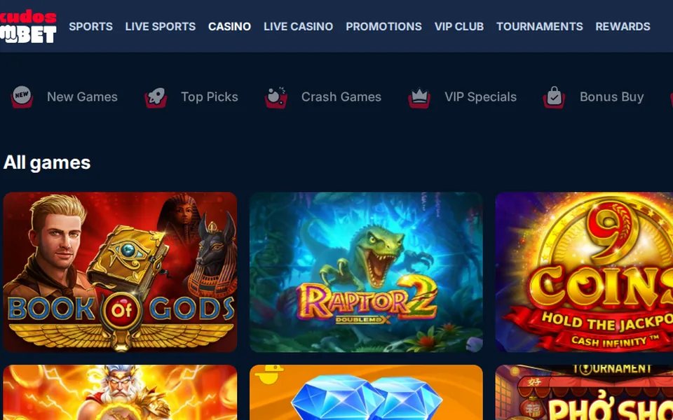 KudosBet Recensie 2026 homepage screenshot 2026