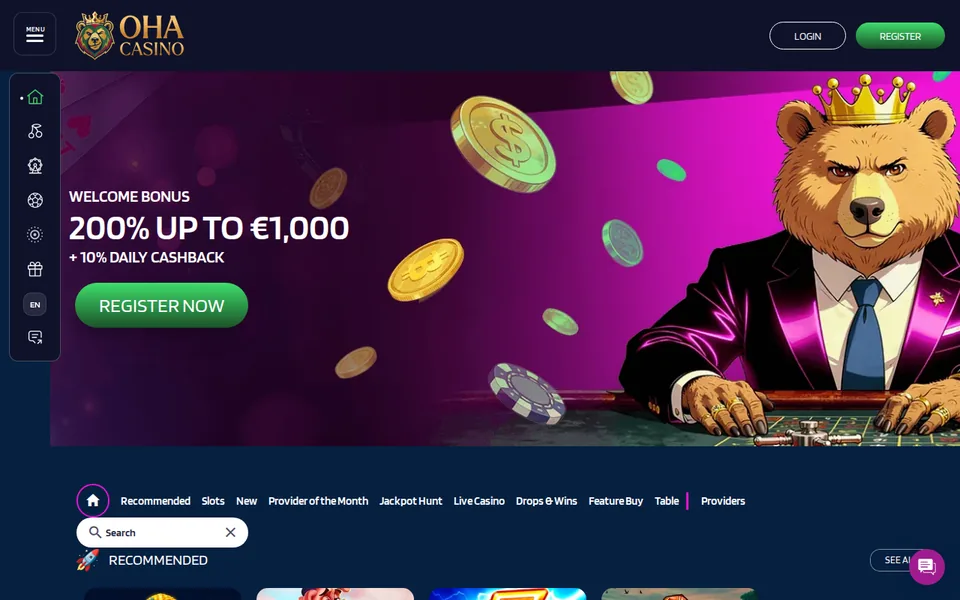 Oha Casino Recensie 2026 homepage screenshot 2026