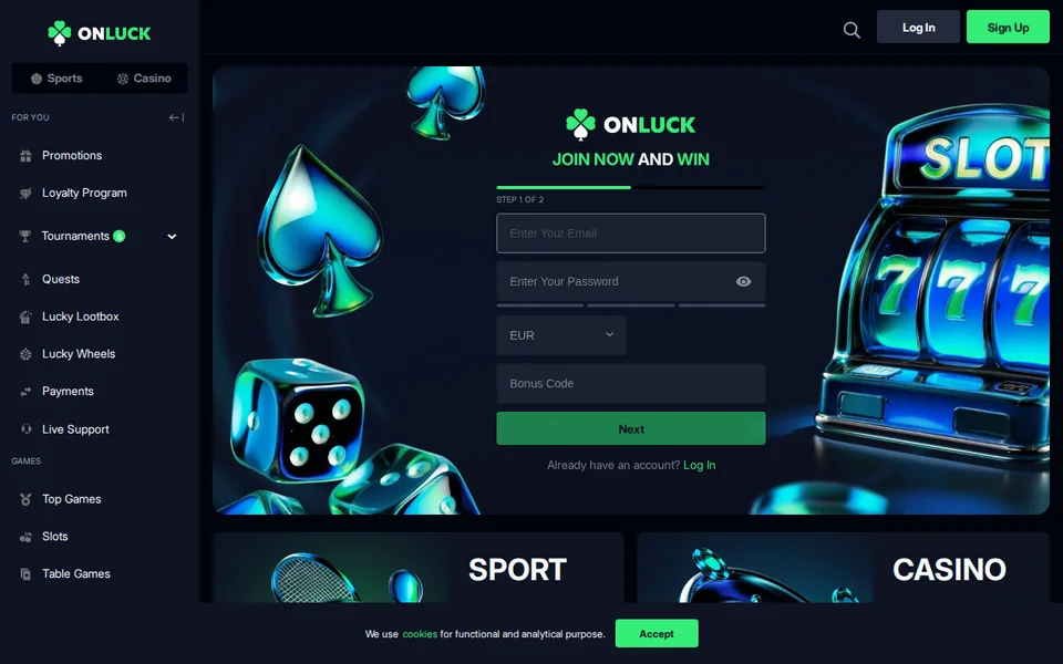 OnLuck casino screenshot