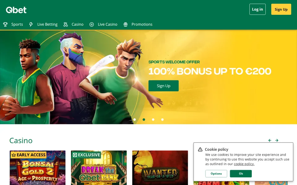 QBet Recensie 2026 homepage screenshot 2026