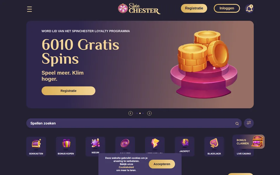 SpinChester casino screenshot